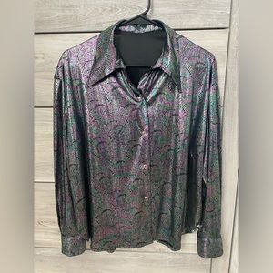 Handmade Peacock pearl snap Button up shirt